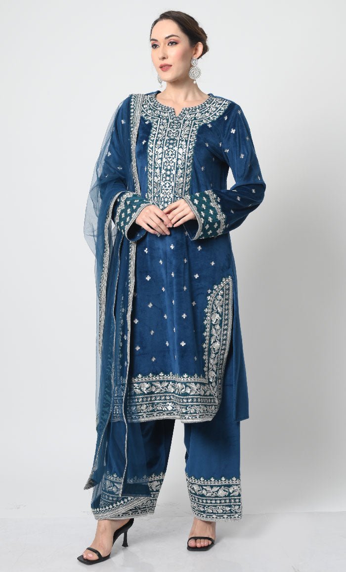 Velour Eid/Partywear 3 - Piece Set - Final Sale - EastEssence.com