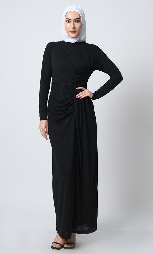 Viscose Jersey Abaya ??Full Sleeves, Back Zipper, Straight Cut Style - EastEssence.com