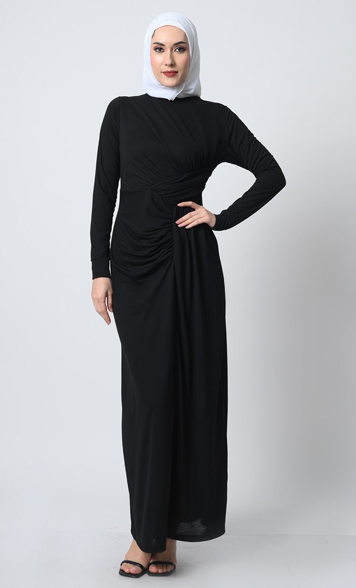 Viscose Jersey Abaya ??Full Sleeves, Back Zipper, Straight Cut Style - EastEssence.com