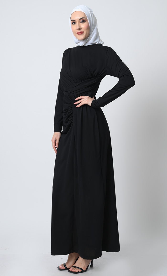 Viscose Jersey Abaya ??Full Sleeves, Back Zipper, Straight Cut Style - EastEssence.com