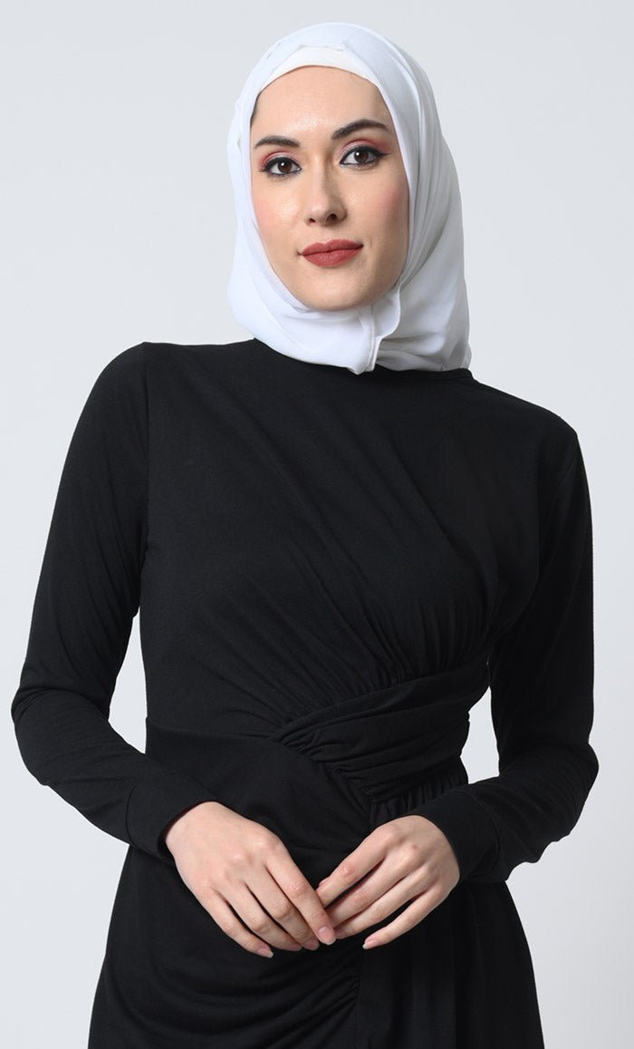 Viscose Jersey Abaya ??Full Sleeves, Back Zipper, Straight Cut Style - EastEssence.com