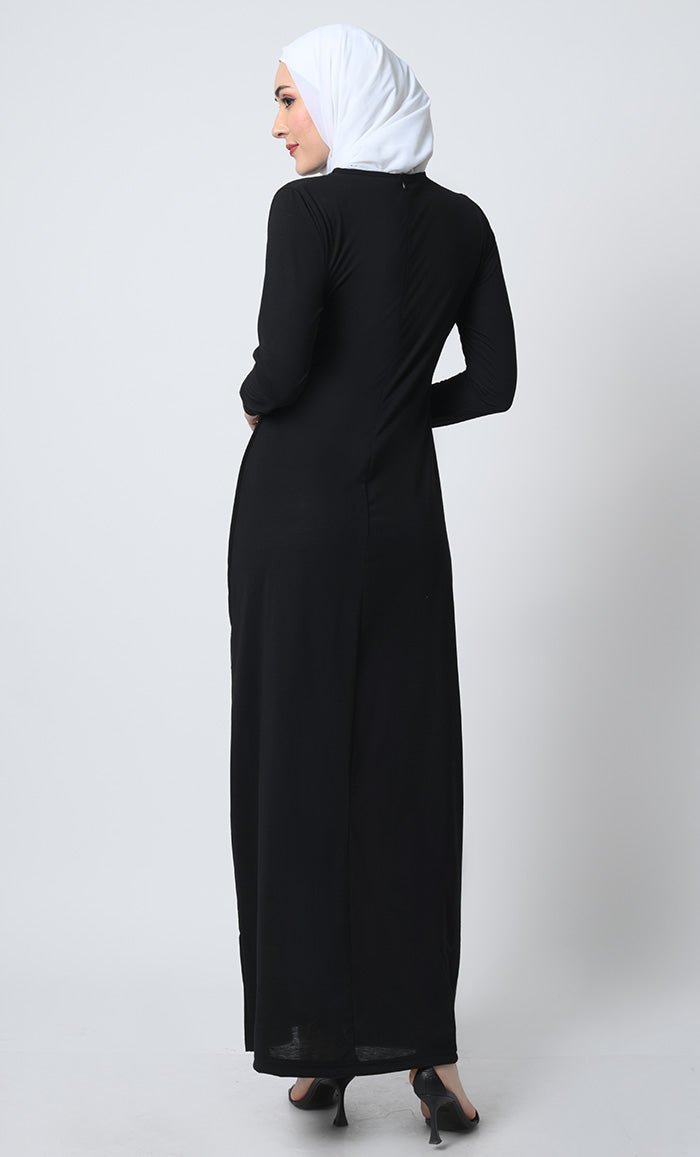 Viscose Jersey Abaya ??Full Sleeves, Back Zipper, Straight Cut Style - EastEssence.com