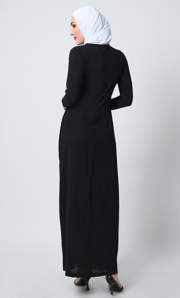 Viscose Jersey Abaya ??Full Sleeves, Back Zipper, Straight Cut Style - EastEssence.com