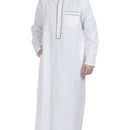 White DishDasha with Black Piping - EastEssence.com