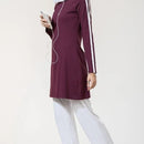 White Striped Long Active Wear Women Tunic Pant Set - Gym Set - EastEssence.com