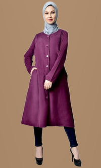 Wine Fall Button-Down Corduroy Tunic - EastEssence.com