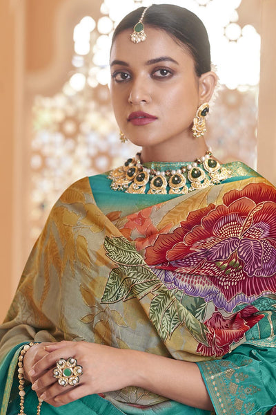 Women’s A - Line Silk Embroidered Kurta Pant Set - EastEssence.com