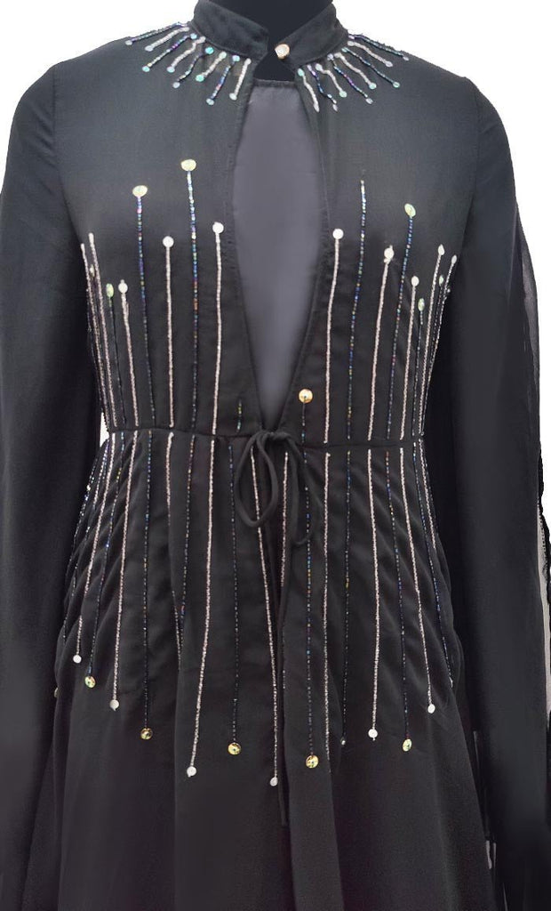 Women's Beautiful Black Sequince Detailing Abaya - Final Sale - EastEssence.com