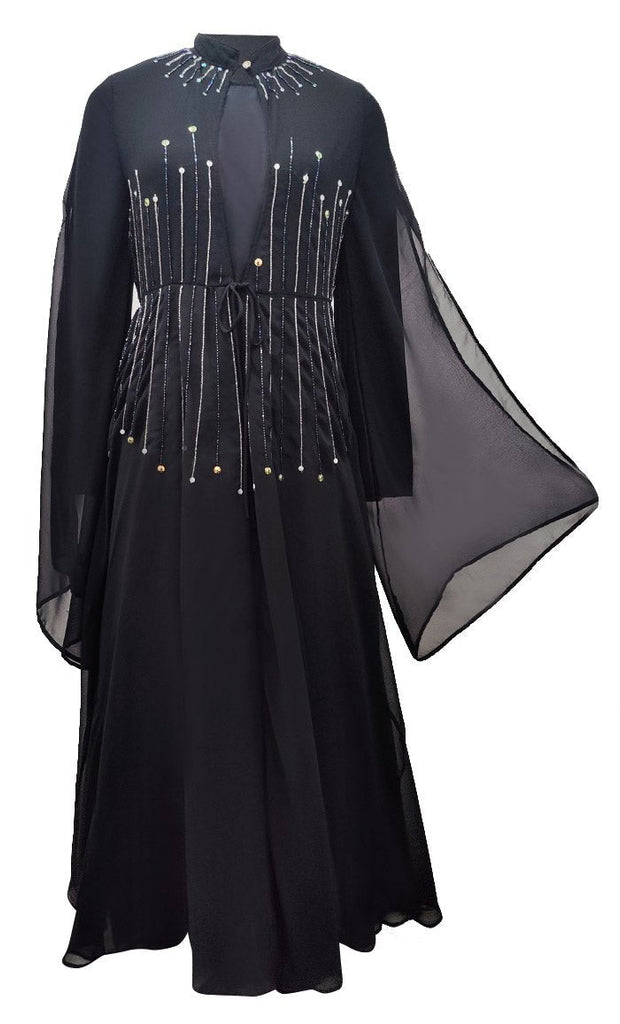 Women's Beautiful Black Sequince Detailing Abaya - Final Sale - EastEssence.com