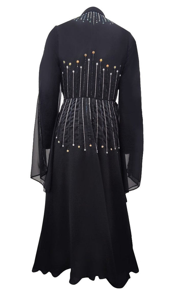 Women's Beautiful Black Sequince Detailing Abaya - Final Sale - EastEssence.com