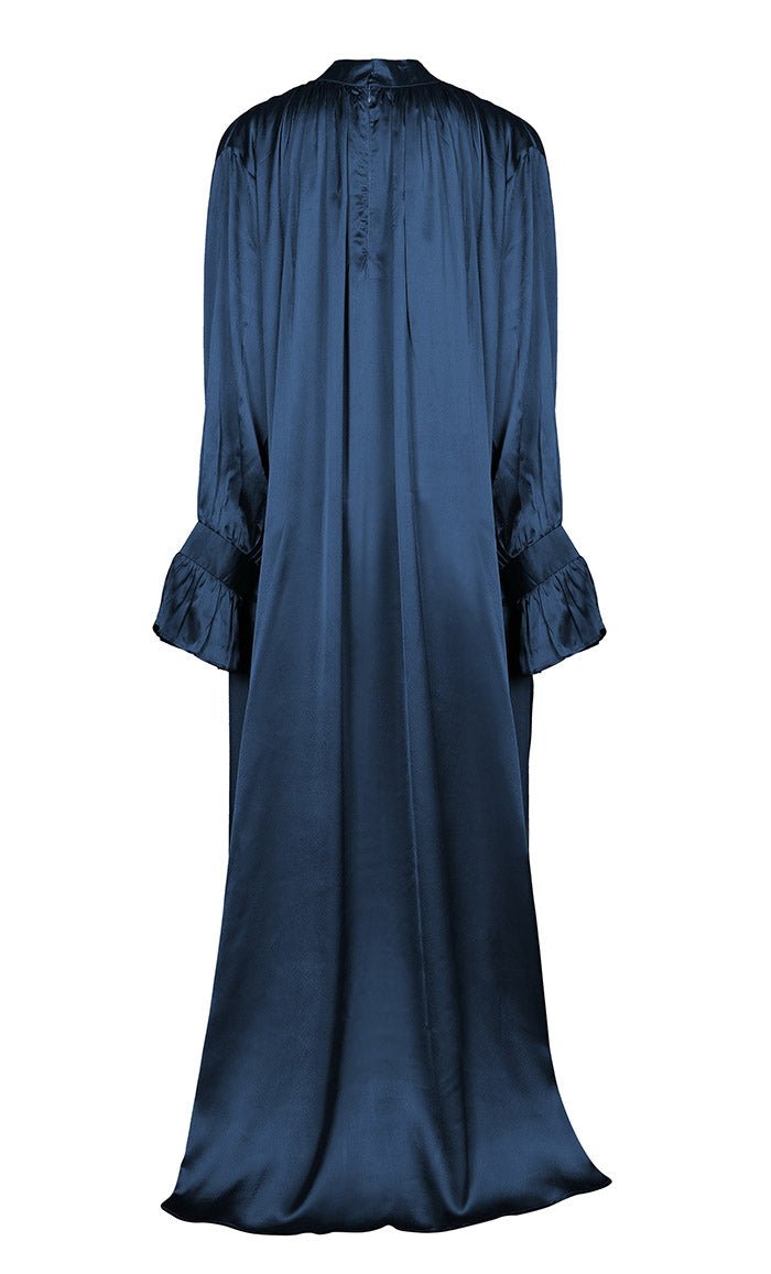 Women's Beautiful Navy Satin Abaya With Pockets - Final Sale - EastEssence.com