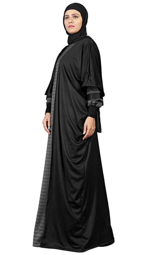 Women's Black And Dark Grey 2Pc Set Abaya - Final Sale - EastEssence.com