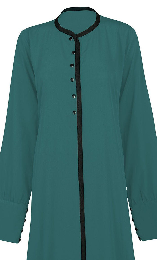 Women's Comfortable Basic Teal Crepe Abaya With Pockets - Final Sale - EastEssence.com