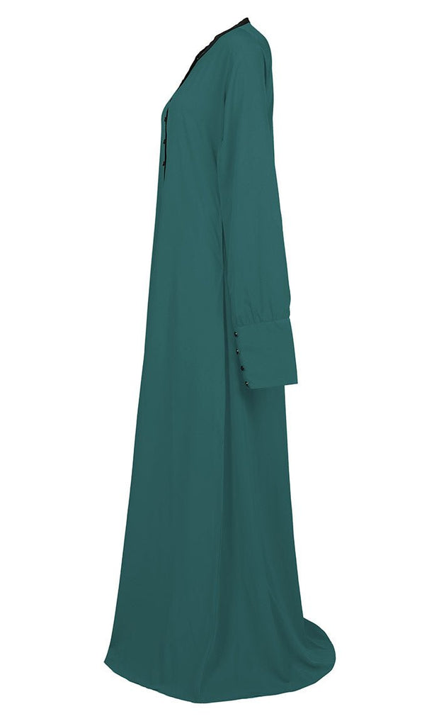 Women's Comfortable Basic Teal Crepe Abaya With Pockets - Final Sale - EastEssence.com