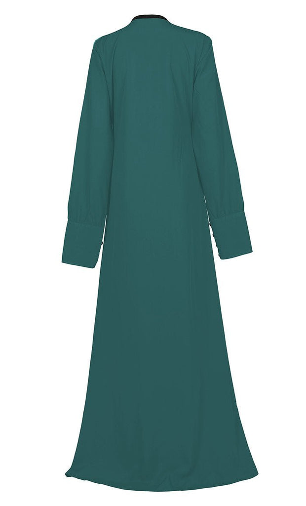 Women's Comfortable Basic Teal Crepe Abaya With Pockets - Final Sale - EastEssence.com