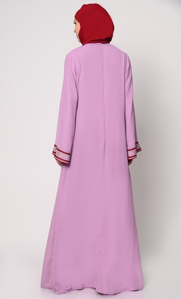 Women's Elegant 2Pc Embroidered Lavendar Shrug and Inner Set - EastEssence.com