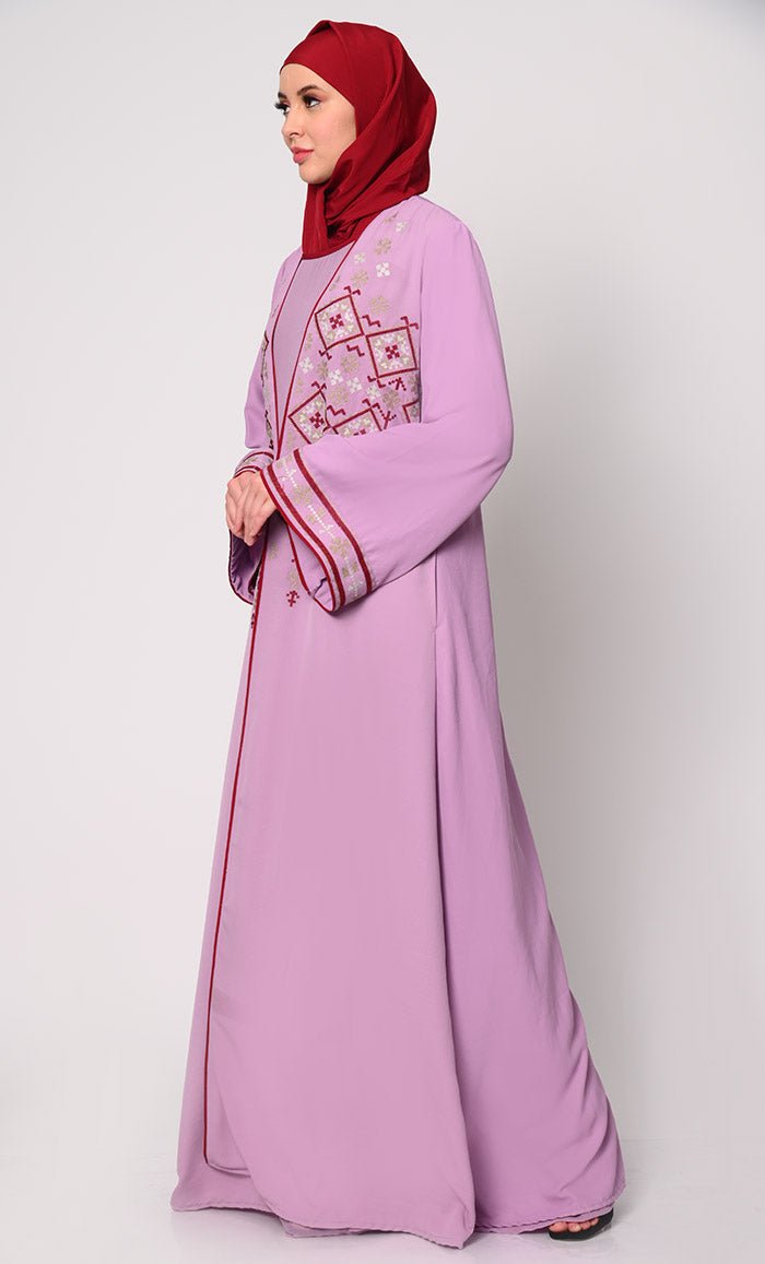 Women's Elegant 2Pc Embroidered Lavendar Shrug and Inner Set - EastEssence.com