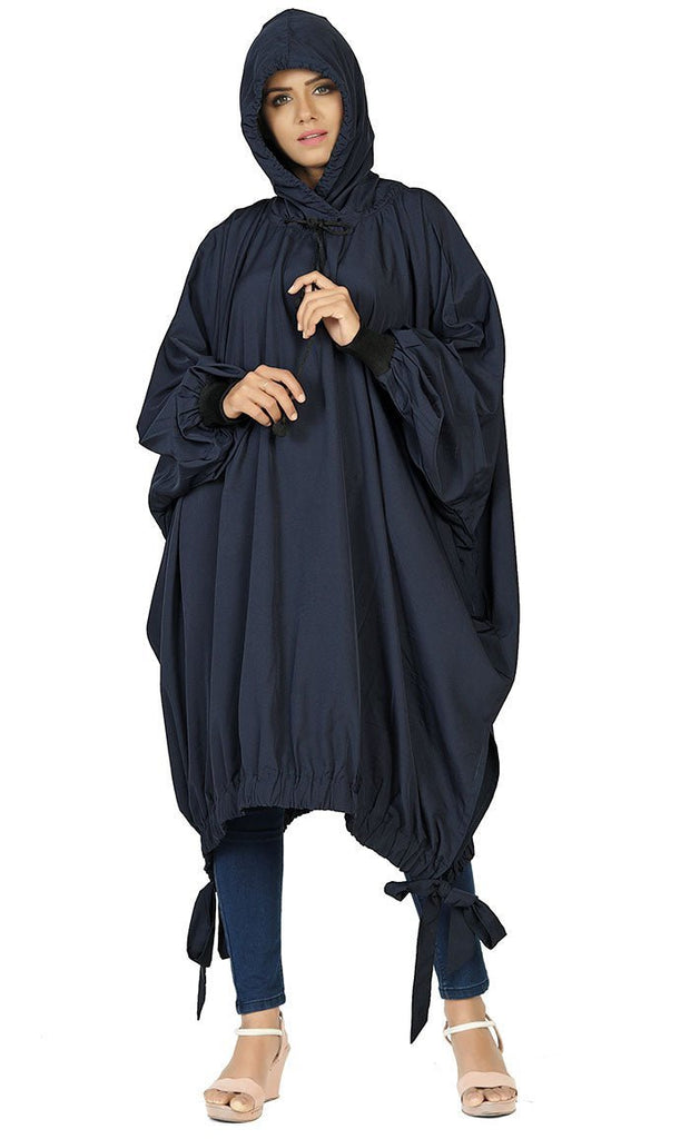 Women's Islamic Casual Navy Long Hoodie - Final Sale - EastEssence.com