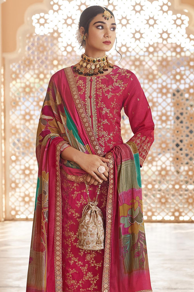 Women’s Party Wear Silk Embroidered Kurta Pant Dupatta Set - EastEssence.com