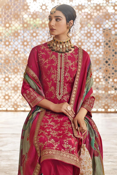 Women’s Party Wear Silk Embroidered Kurta Pant Dupatta Set - EastEssence.com