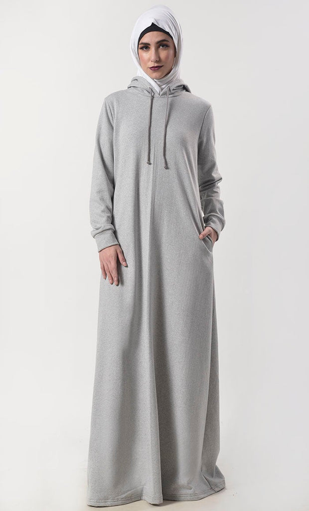 Women's Warm Fleece Hoody Abaya With Pockets - Final Sale - EastEssence.com