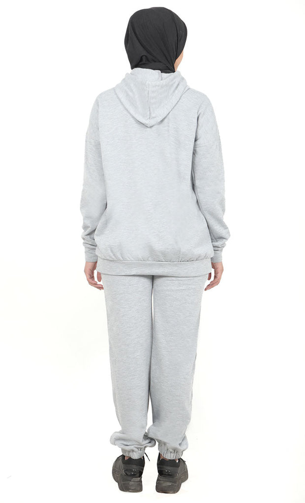 Women's Warm Grey Fleece Track Set - Final Sale - EastEssence.com