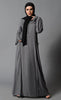 Zipper detail and contrast color trims basic abaya dress- Kids Size