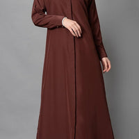 Zipper detail pockets and button down abaya dress - EastEssence.com