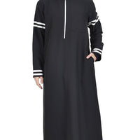 Zipper Front Dishdasha With Sleeve Accent - EastEssence.com