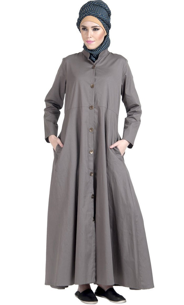 100% Twill Button Down Jilbab Dress - EastEssence.com