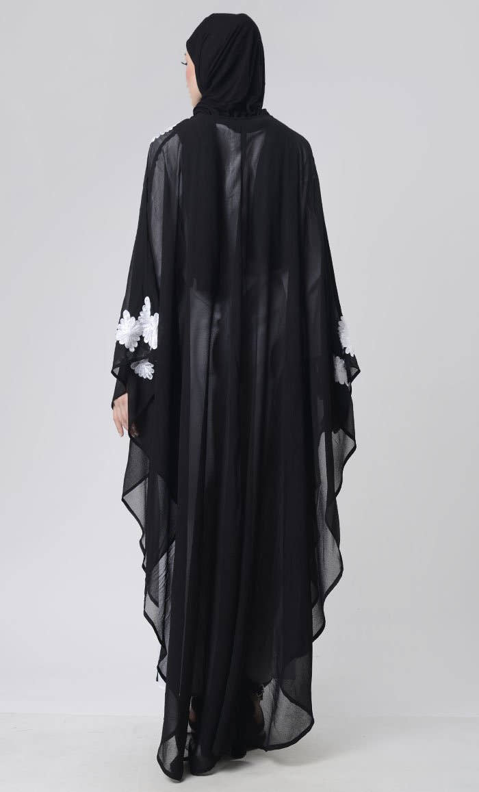 2 Layer Embroidered Upper Abaya - EastEssence.com