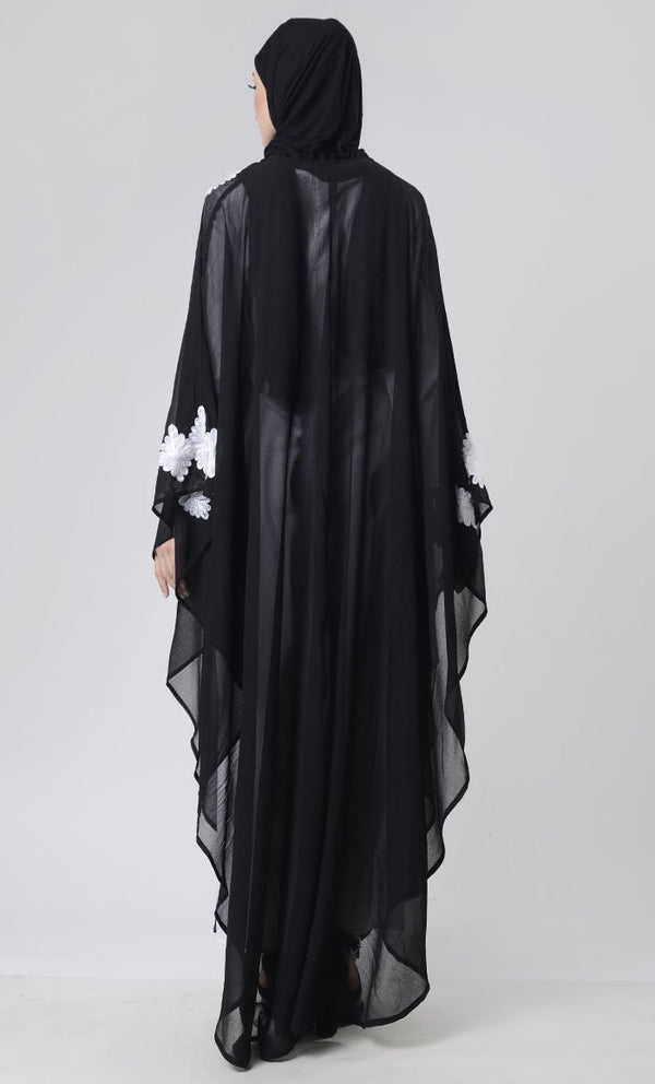 2 Layer Embroidered Upper Abaya - EastEssence.com
