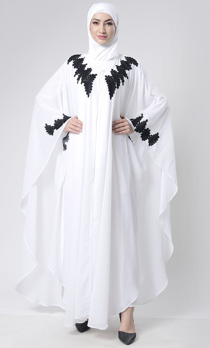 2 Layer Embroidered Upper Abaya - EastEssence.com
