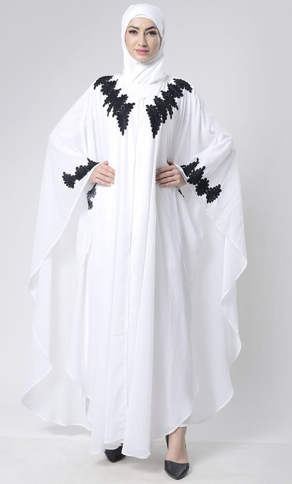 2 Layer Embroidered Upper Abaya - EastEssence.com