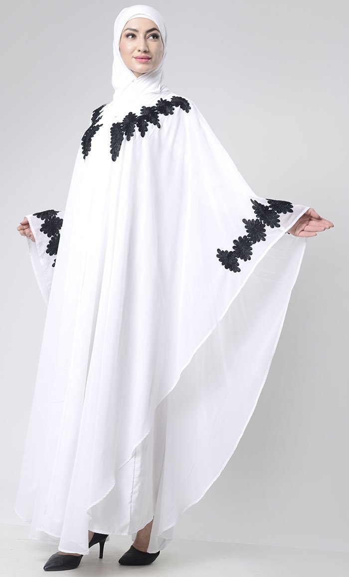 2 Layer Embroidered Upper Abaya - EastEssence.com