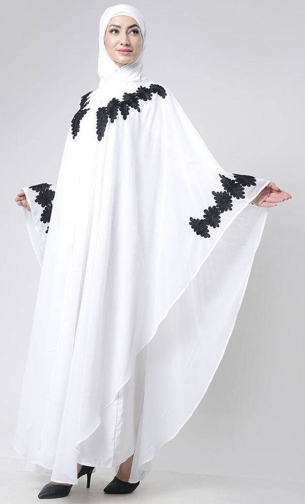 2 Layer Embroidered Upper Abaya - EastEssence.com
