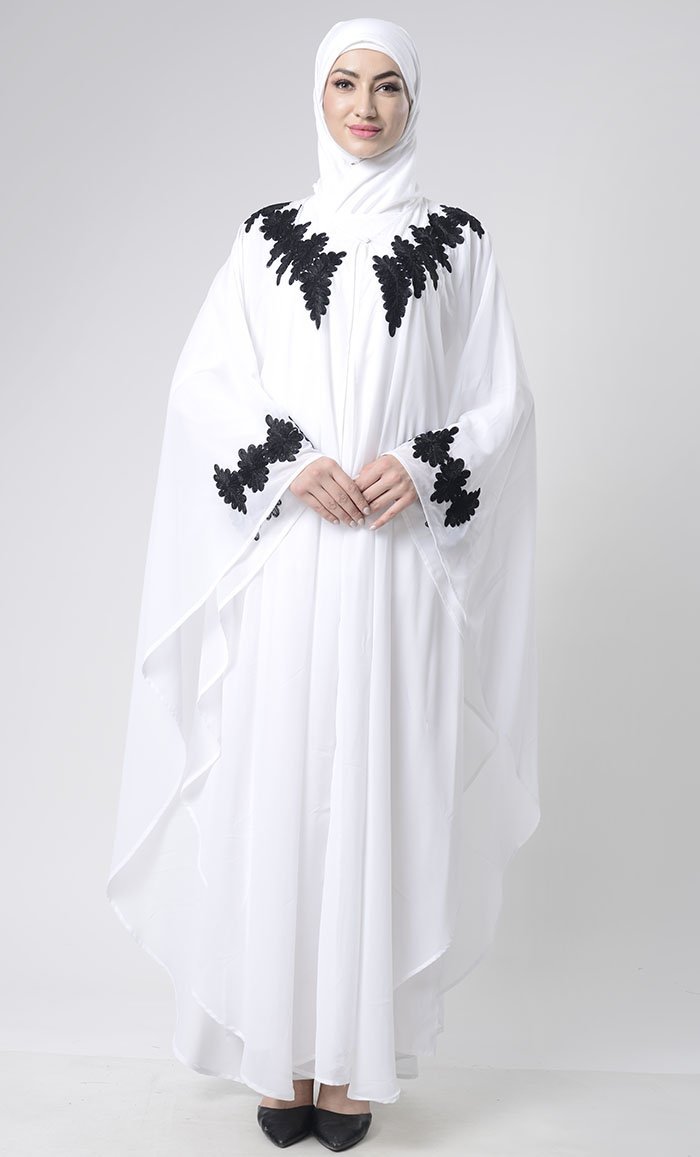 2 Layer Embroidered Upper Abaya - EastEssence.com