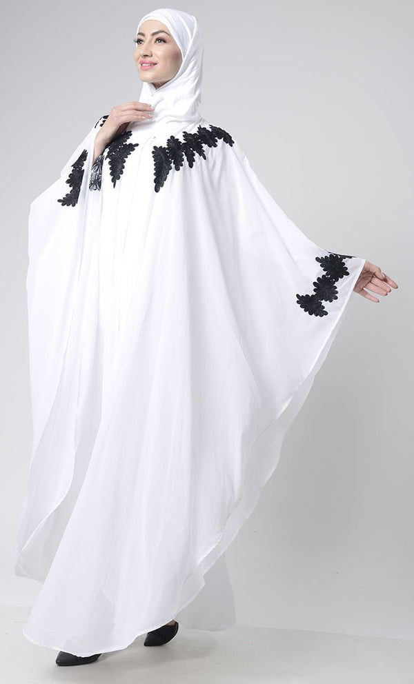 2 Layer Embroidered Upper Abaya - EastEssence.com