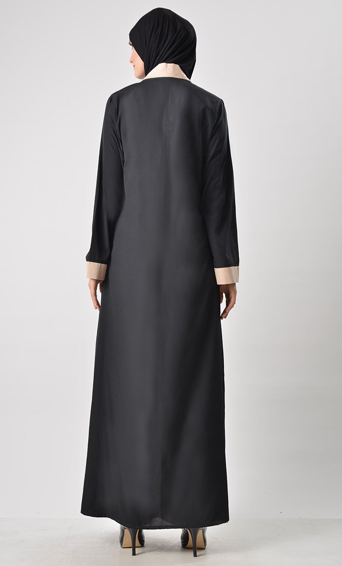 Black 2 Layer Set Abaya-Sand