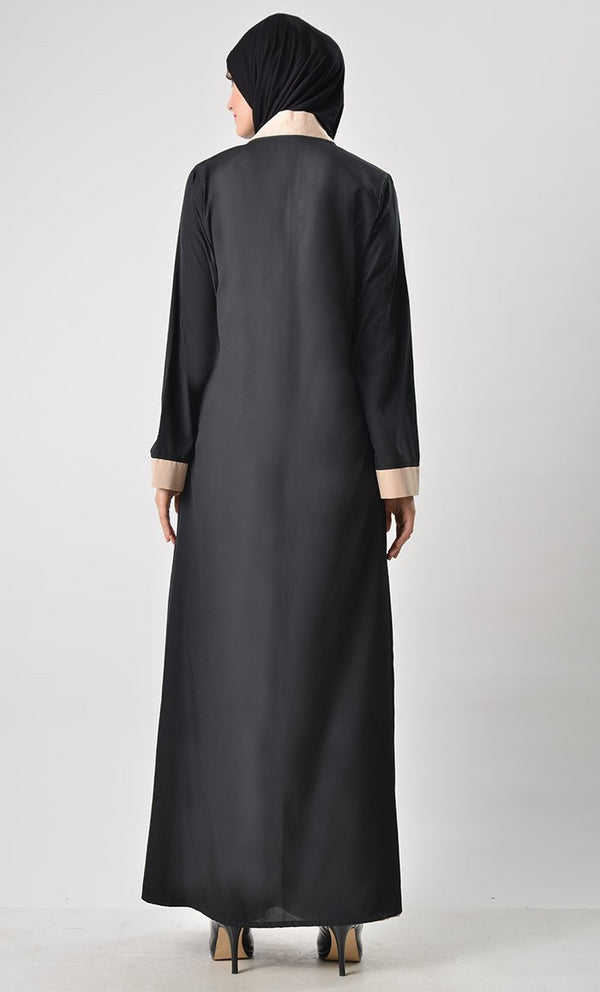 Black 2 Layer Set Abaya-Sand