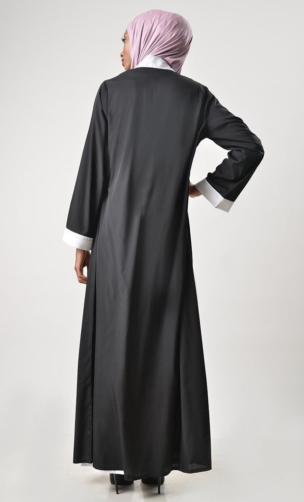 2 Layer Set Abaya-White & Black - EastEssence.com