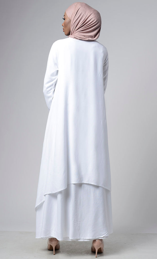 Asymmetrical Double Layered Abaya Dress