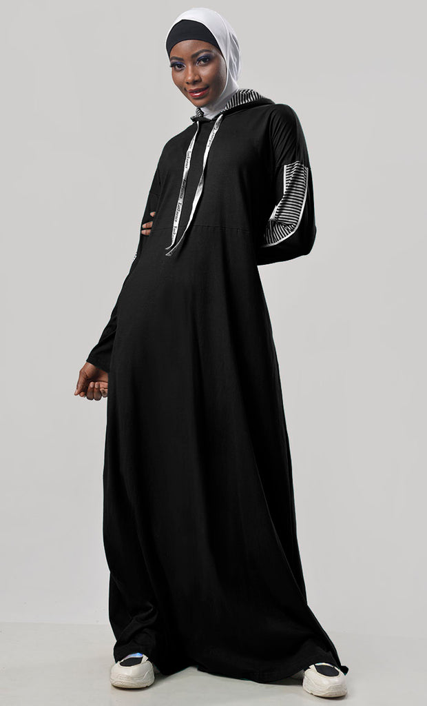 Everyday Black Jersey Sportswear Abaya Dress