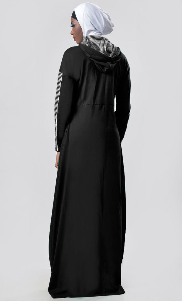 Everyday Black Jersey Sportswear Abaya Dress