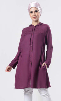 Solid Wine Everyday Hooded Tunic