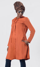 Solid Brown Everyday Wear Hoodie Style Tunic