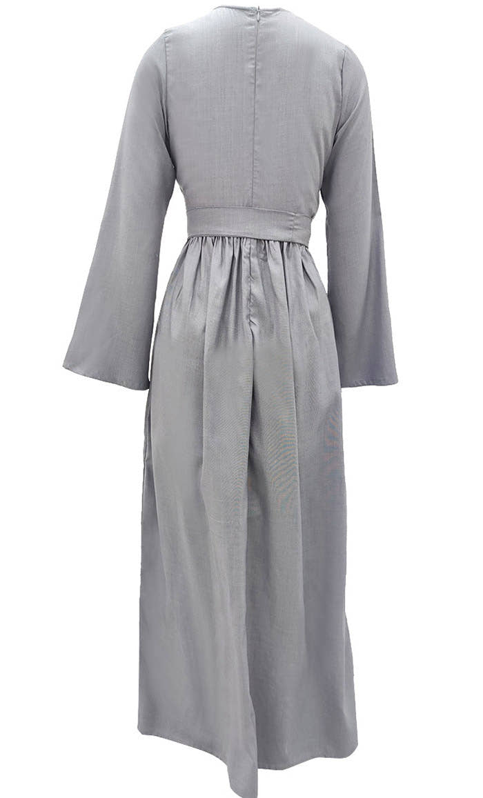 Women's Beautiful Embroidered Chambray Abaya