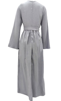 Women's Beautiful Embroidered Chambray Abaya