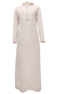 Women's Islamic Winter Hooded Peach Pantroma Abaya