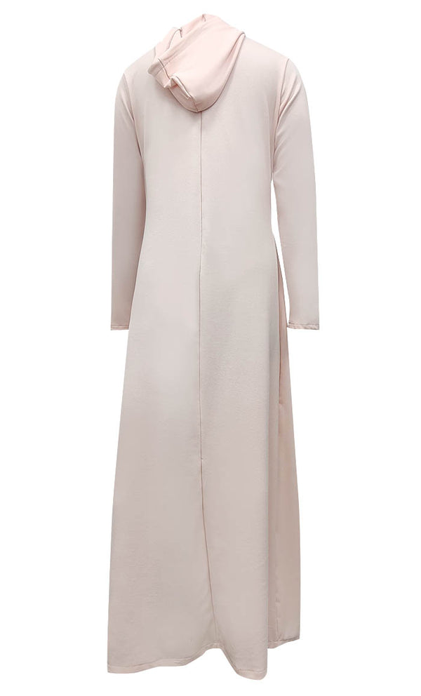 Women's Islamic Winter Hooded Peach Pantroma Abaya